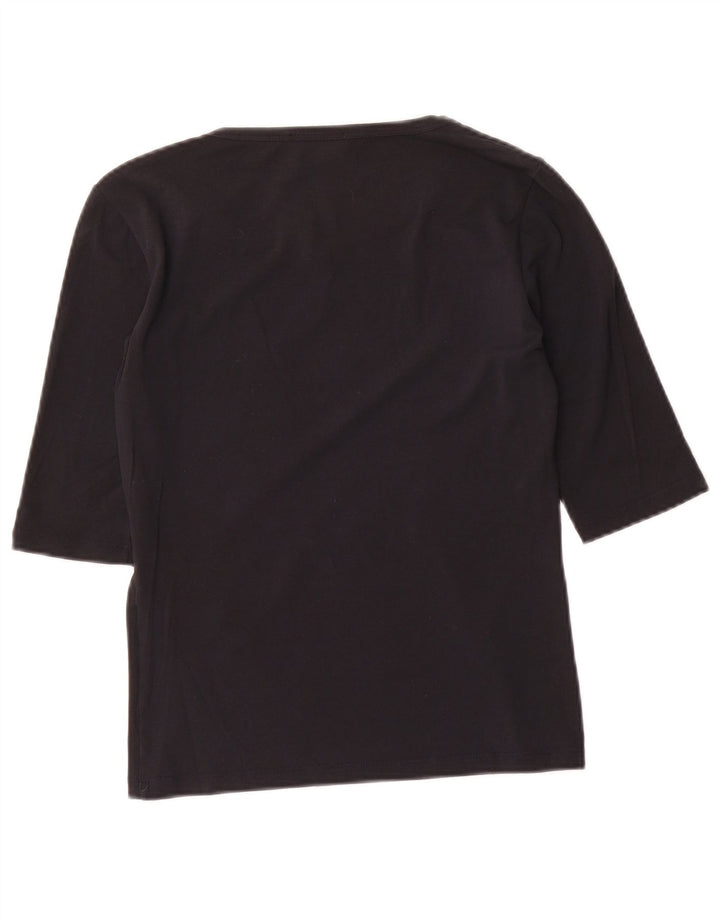 Max Mara Mujer Top Manga 3/4 UK 8 Small Negro