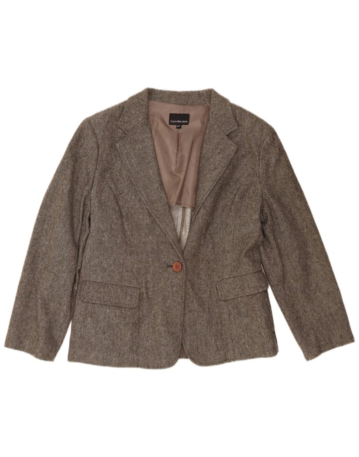 Calvin Klein Jeans Chaqueta tipo blazer con 1 botón para mujer UK 20 2XL Gris