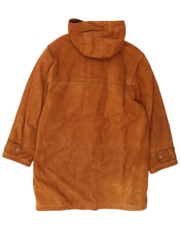 Lavorazione Artigiana Trenca de ante con capucha para hombre IT 52 XL Cuero marrón