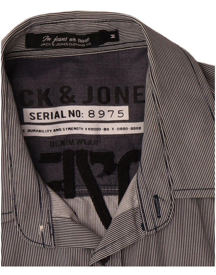 Jack & Jones Hombre Camisa Gráfica De Algodón A Rayas Azul Medio