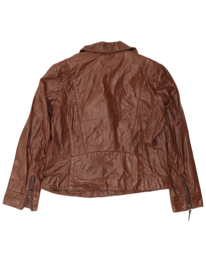 C & A Chaqueta de cuero para mujer UK 40 XL Marrón