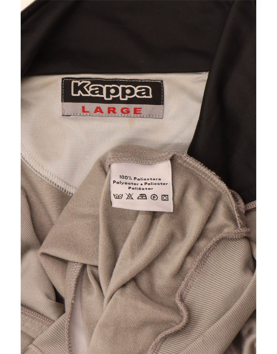 Kappa Hombre Chándal Top Chaqueta Grande Gris Colorblock