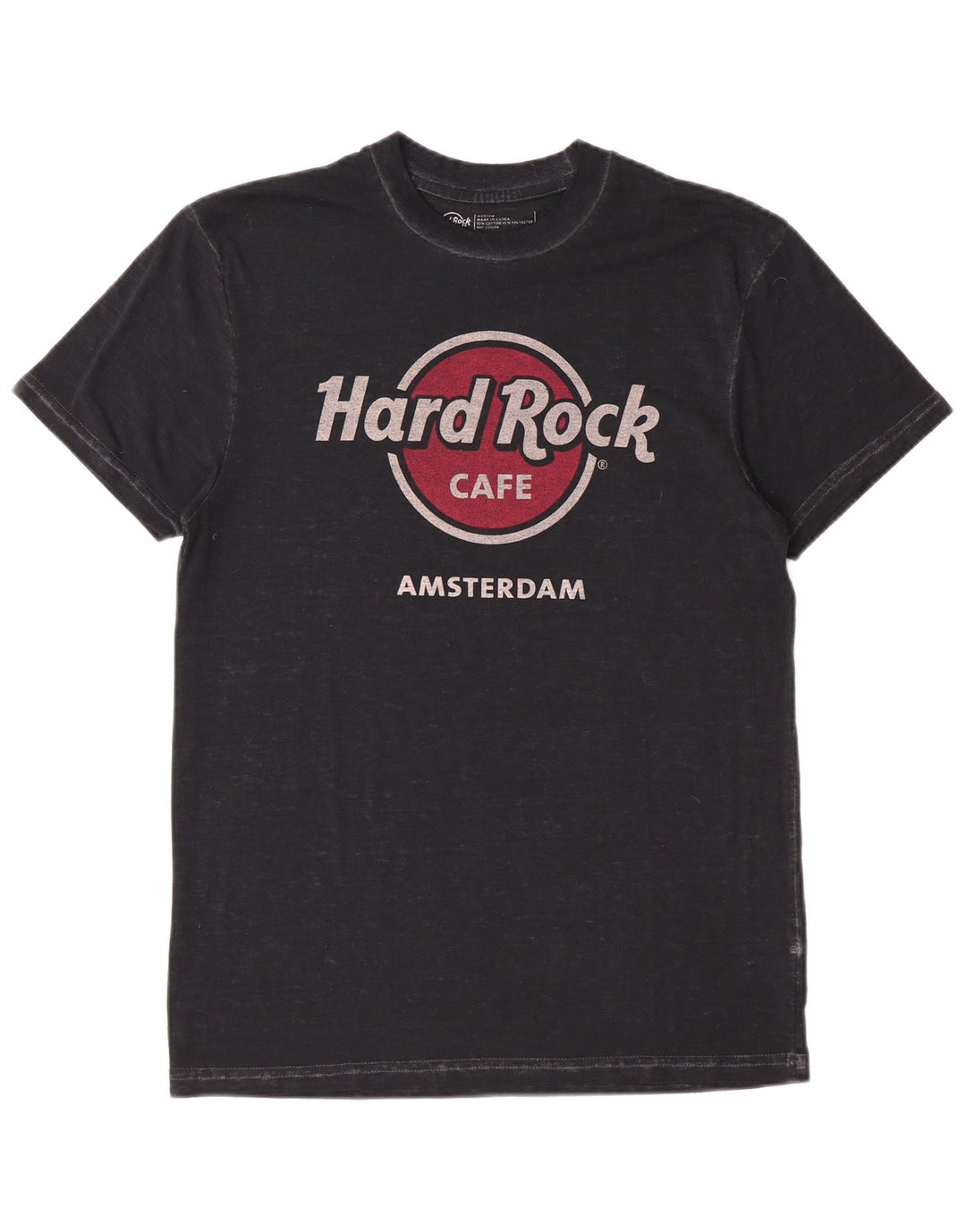 Hard Rock Cafe Mens Amsterdam Graphic Camiseta Top Medio Algodón Negro