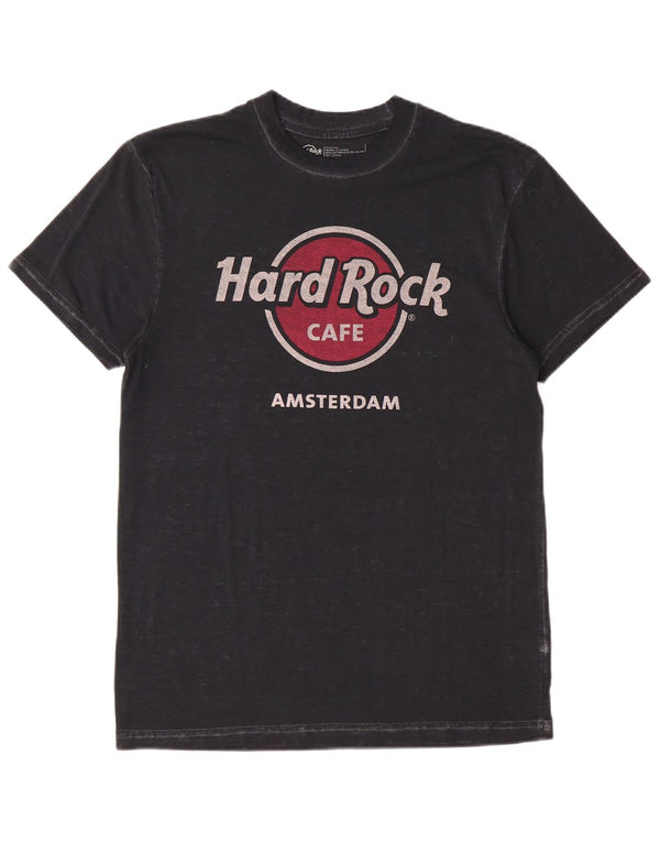 Hard Rock Cafe Mens Amsterdam Graphic Camiseta Top Medio Algodón Negro