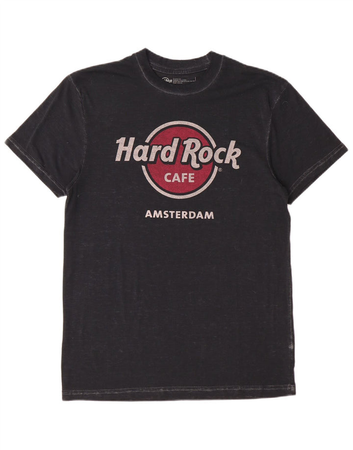 Hard Rock Cafe Mens Amsterdam Graphic Camiseta Top Medio Algodón Negro