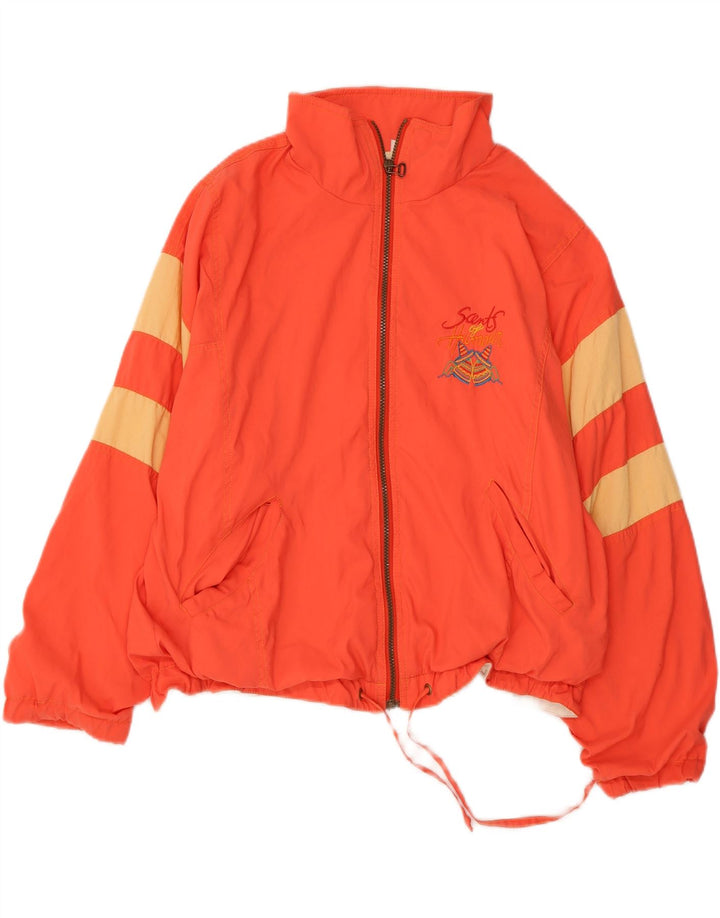 VINTAGE Mujer Chándal Top Chaqueta Reino Unido 12 Bloque de color naranja medio