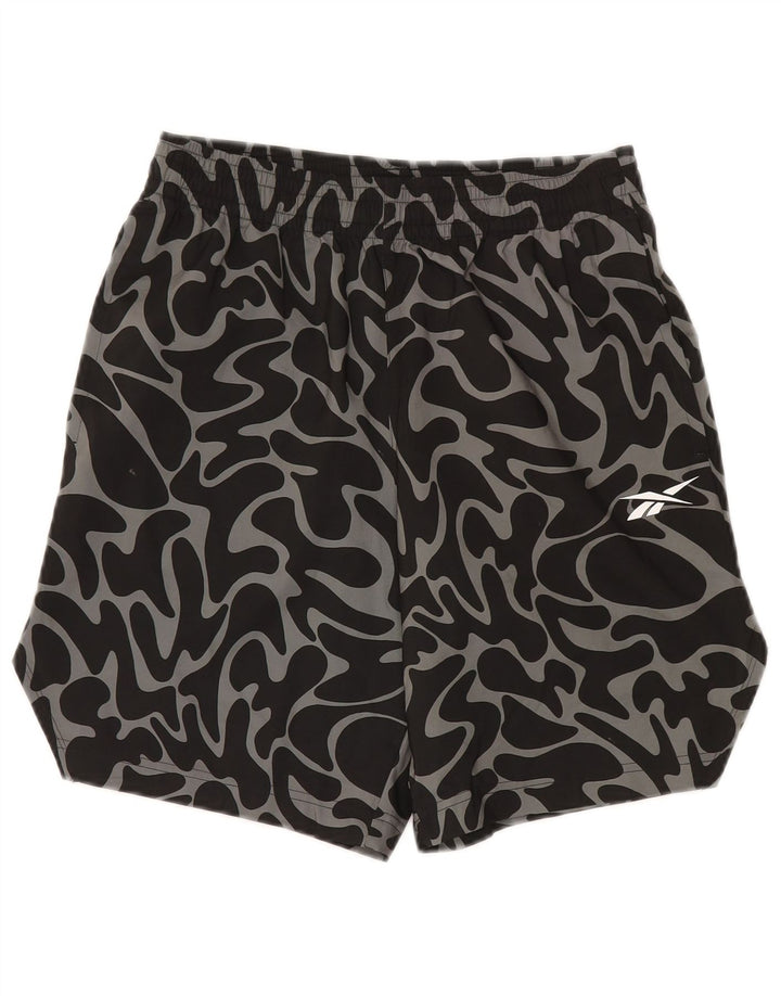 Reebok Pantalones cortos deportivos para hombre XS Negro Camuflaje Poliéster