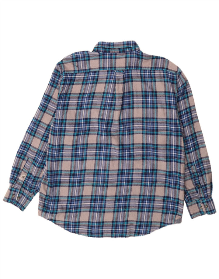 Izod Camisa De Franela Hombre XL Algodón A Cuadros Azul