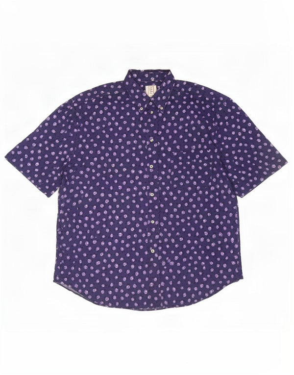 Stefanel Camisa de manga corta con estampado abstracto para hombre Algodón azul marino mediano