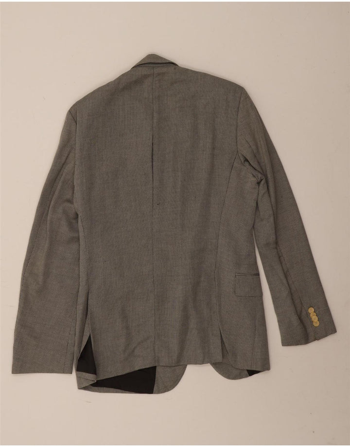 Hugo Boss Chaqueta tipo blazer de 2 botones para hombre EU 46 Small Grey Virgin Wool