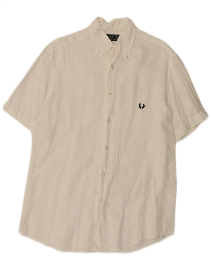 Camisa Fred Perry Hombre Manga Corta Medium White Linen