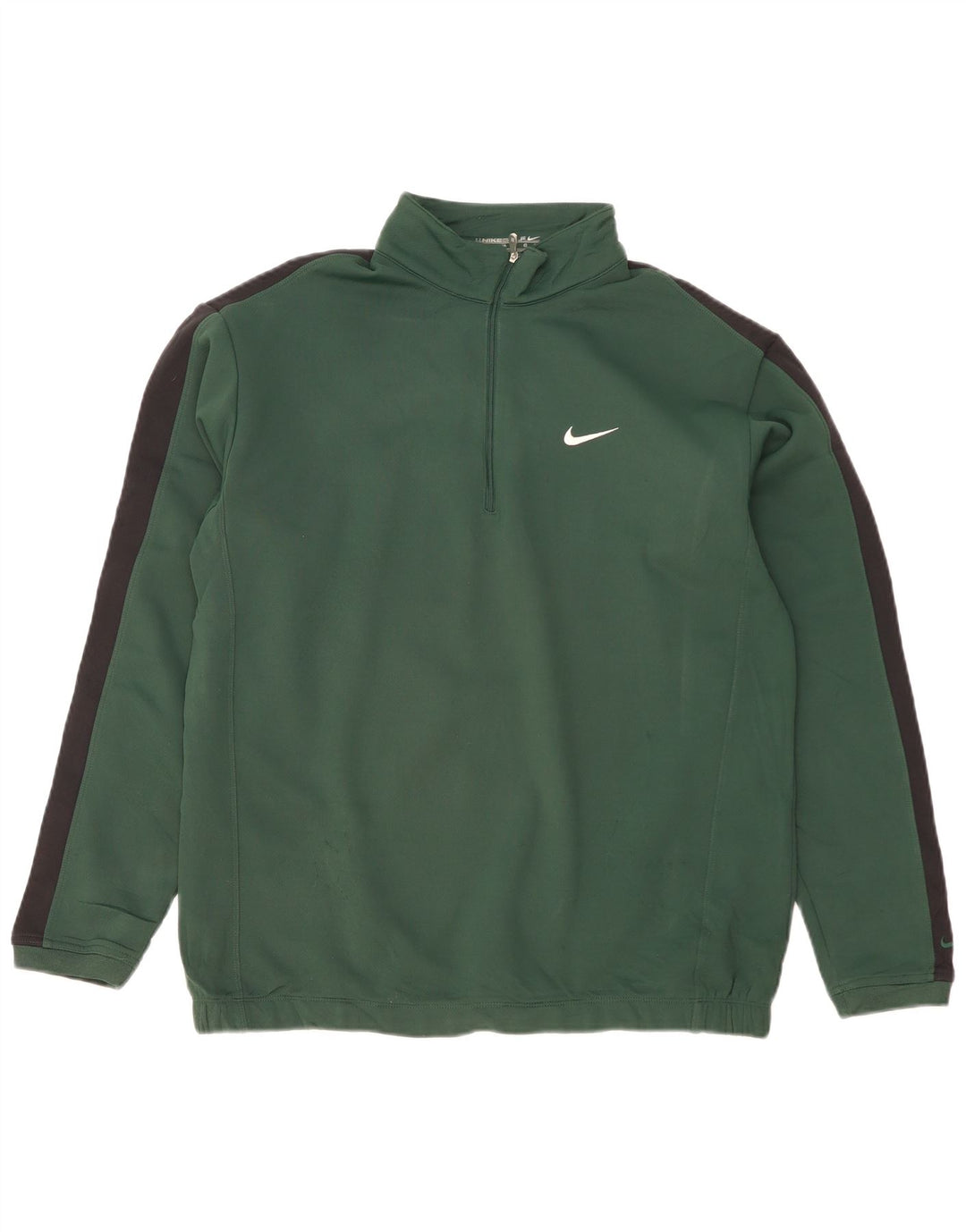 NIKE Hombre Zip Neck Sudadera Jumper Large Verde Colorblock Poliéster