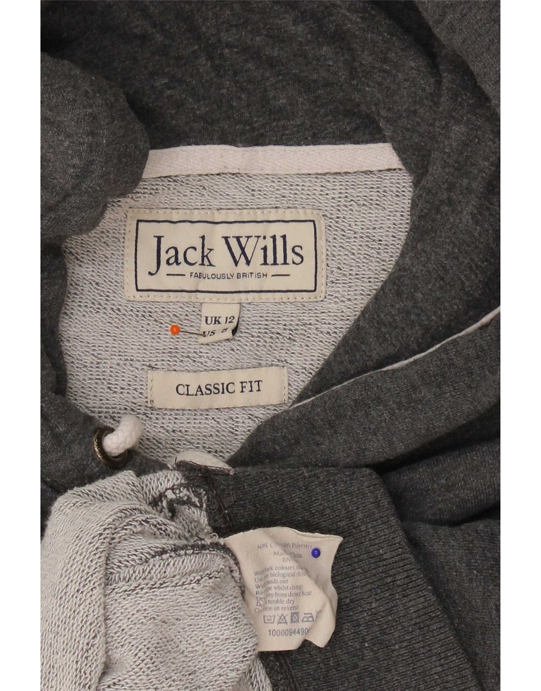 Jack Wills Sudadera de ajuste clásico con gráfico para mujer, talla 40, color gris medio