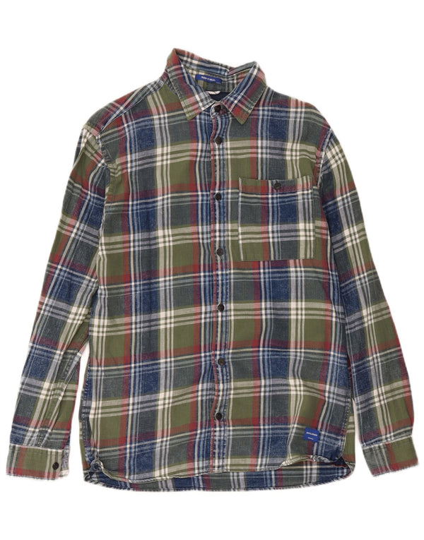 Jack & Jones Hombre Camisa De Franela De Algodón A Cuadros Verde Medio