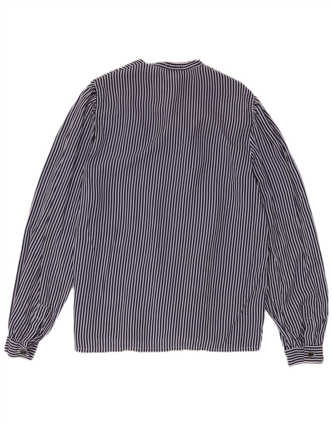 VINTAGE Blusa camisera con pajarita para mujer IT 48 XL Azul marino a rayas