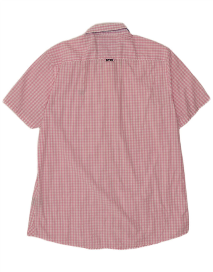 J. CREW Camisa de manga corta para hombre XL Algodón a cuadros rosa