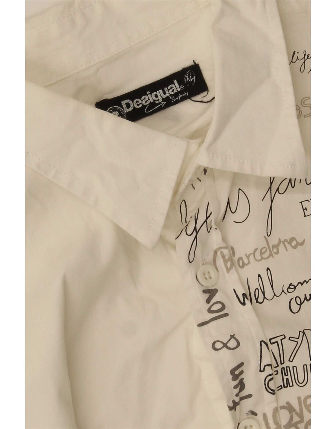 Desigual Hombre Camisa Gráfica XL Blanco