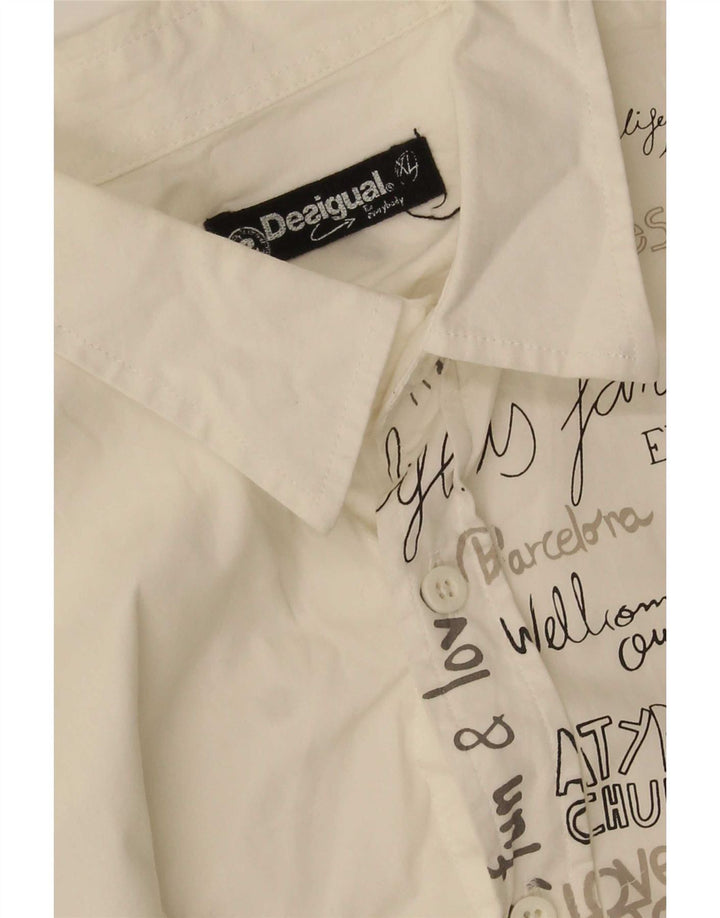 Desigual Hombre Camisa Gráfica XL Blanco