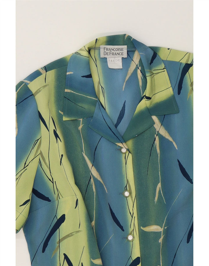 VINTAGE Womens Abstract Pattern Shirt Blouse EU 44 XL Blue Colourblock Vintage Vintage and Second-Hand Vintage from Messina Hembry 