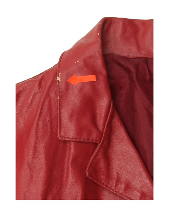 VINTAGE Womens Leather Jacket UK 12 Medium Red