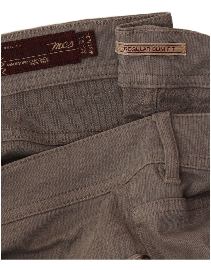 Marlboro Classics Pantalones casuales ajustados regulares para hombre W34 L34 Gris