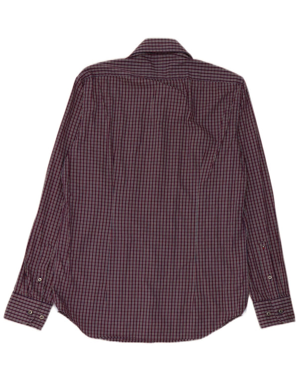 Tommy Hilfiger Camisa ajustada para hombre Talla 38 15 Algodón a cuadros azul marino mediano