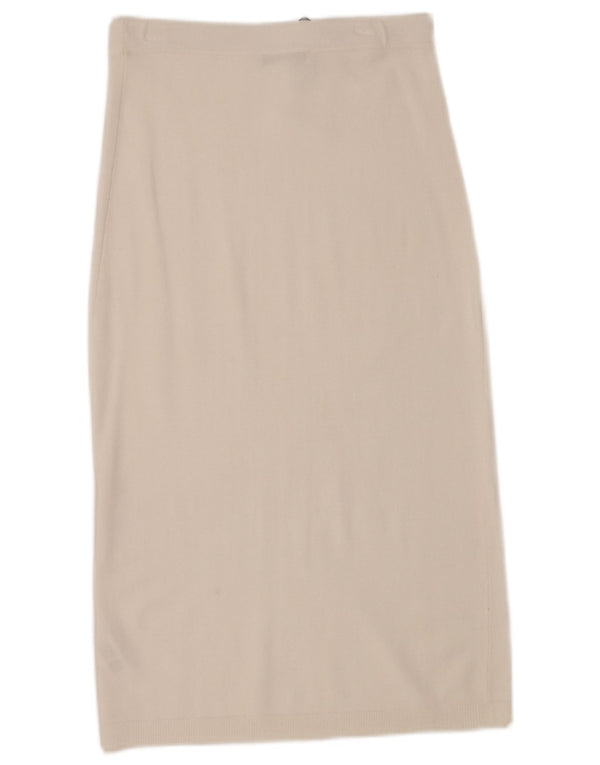 Zara Mujer Falda Midi De Punto Mediana W28 Viscosa Blanca