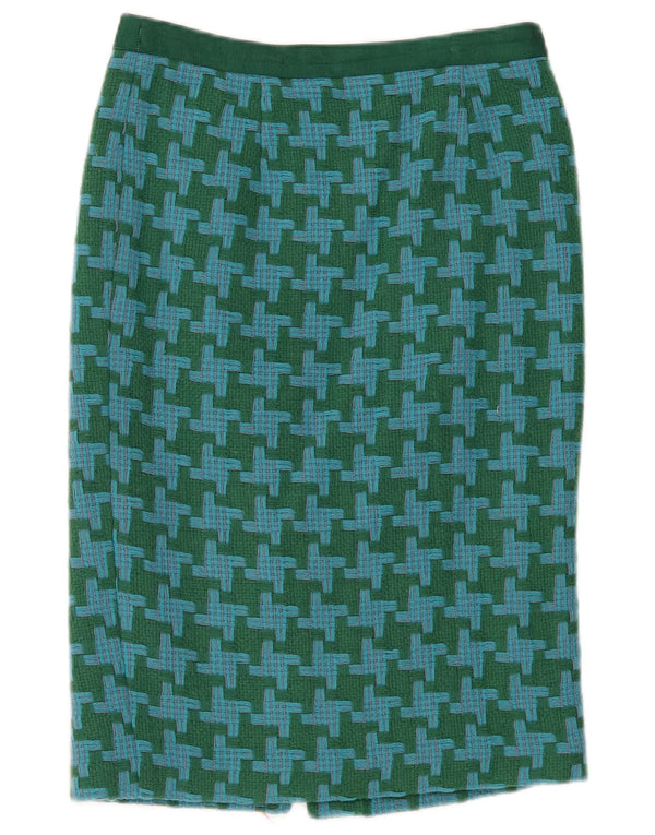 Falda lápiz para mujer Boden UK 10 Small W30 Lana de pata de gallo verde