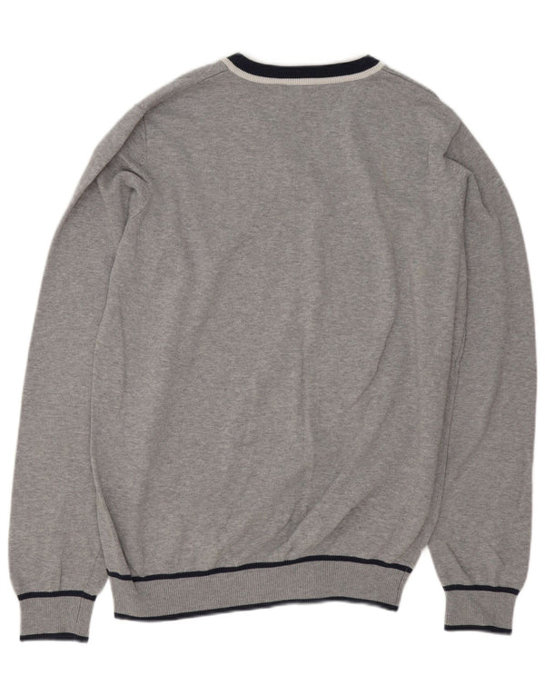 Asociación de Polo de EE. UU. Hombre Jersey Gráfico Con Cuello En V De Algodón Gris Medio