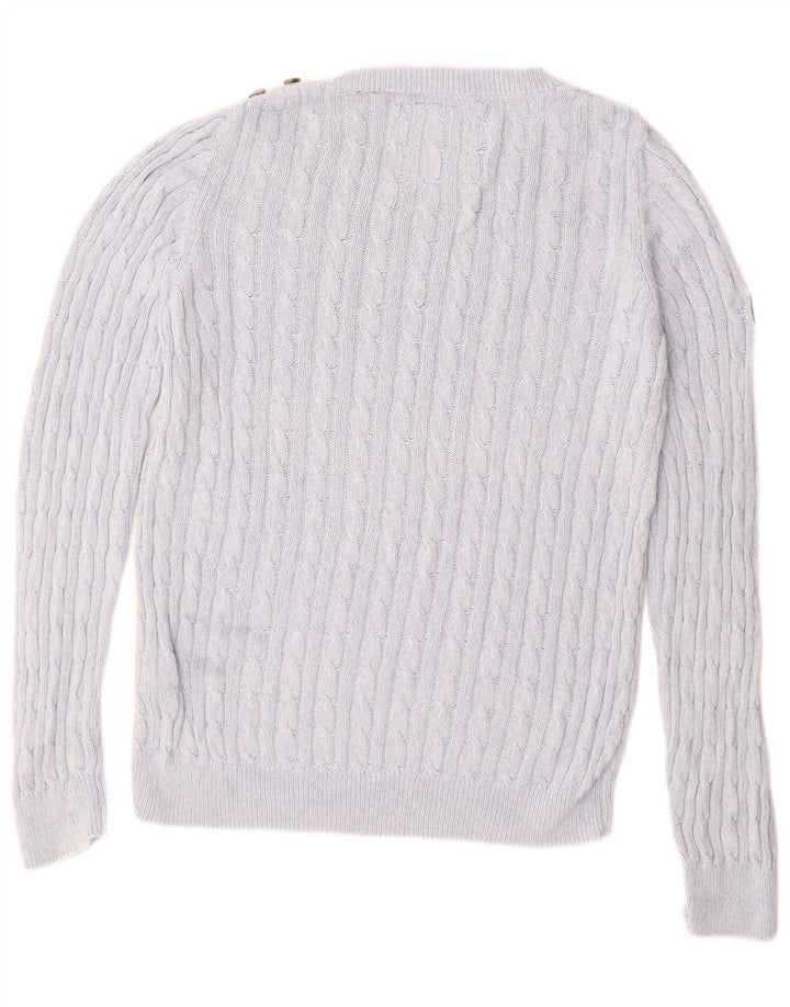 SUPERDRY Suéter tipo jersey con cuello barco para mujer UK 44 Algodón azul grande