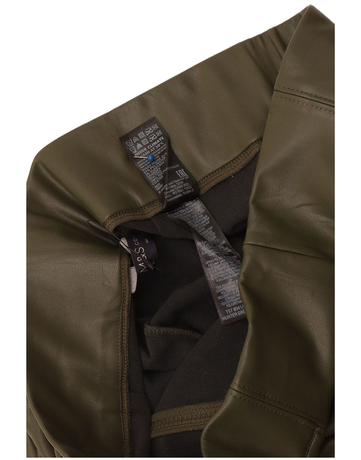 Marks & Spencer Leggings de piel sintética para mujer UK 40 Poliéster caqui mediano