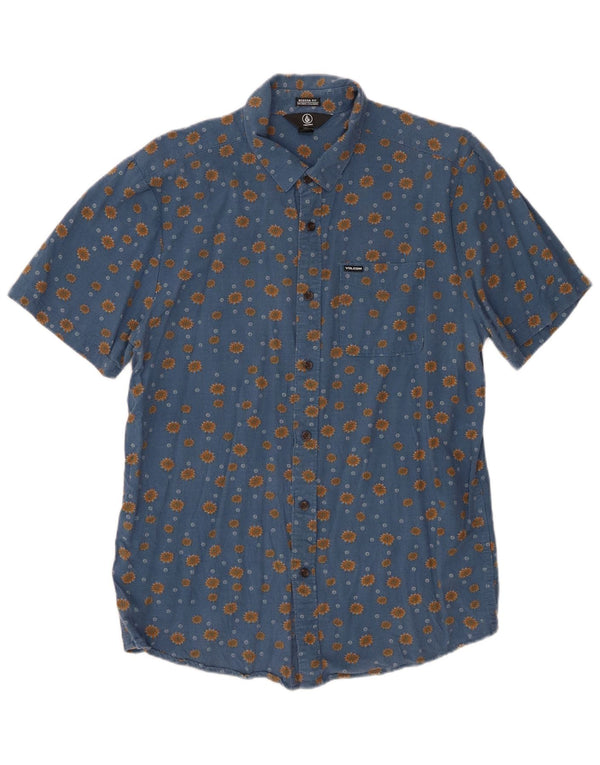 Camisa Volcom de manga corta con ajuste moderno para hombre, algodón azul grande