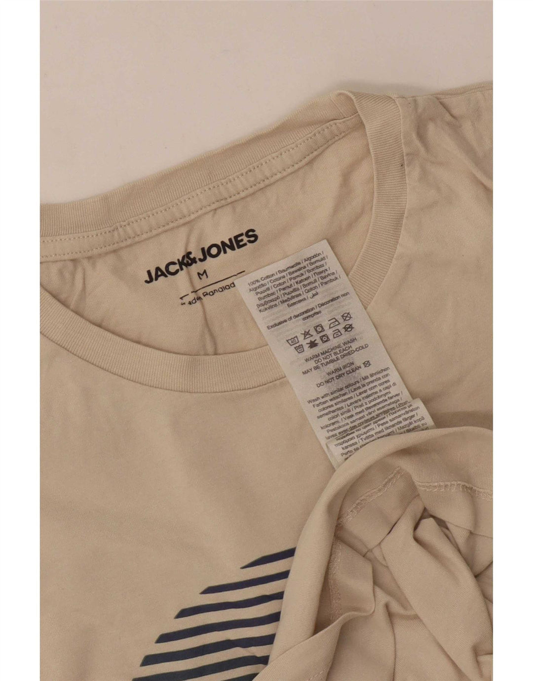 Jack & Jones Hombre Camiseta Gráfica Top Medium Off White Algodón