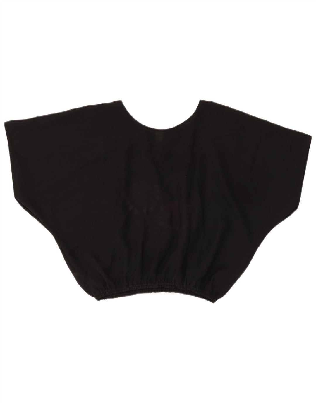 VINTAGE Mujer Crop Batwing Blusa Top UK 18 XL Poliéster floral negro