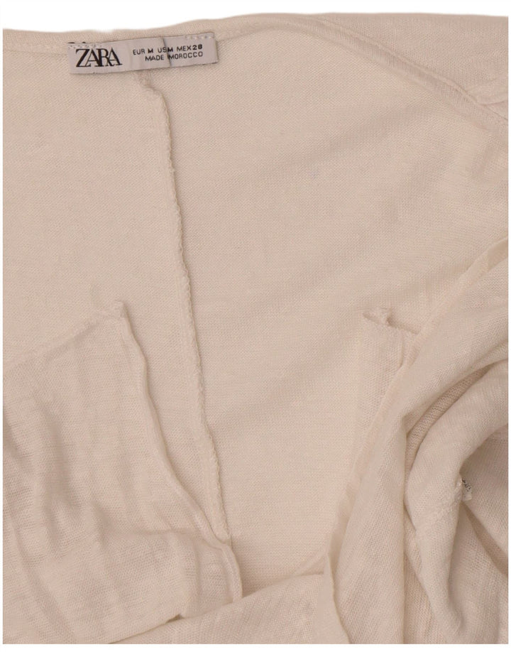 Zara Blusa Sin Mangas para Mujer Top UK 42 Medio Blanco Moteado