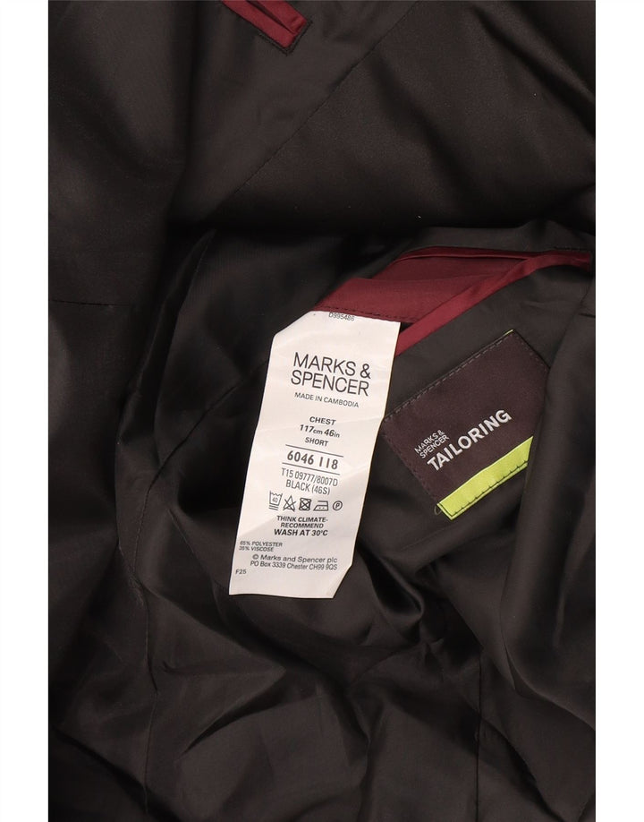 Marks & Spencer Chaqueta tipo blazer corta con 2 botones para hombre, talla 40, color negro