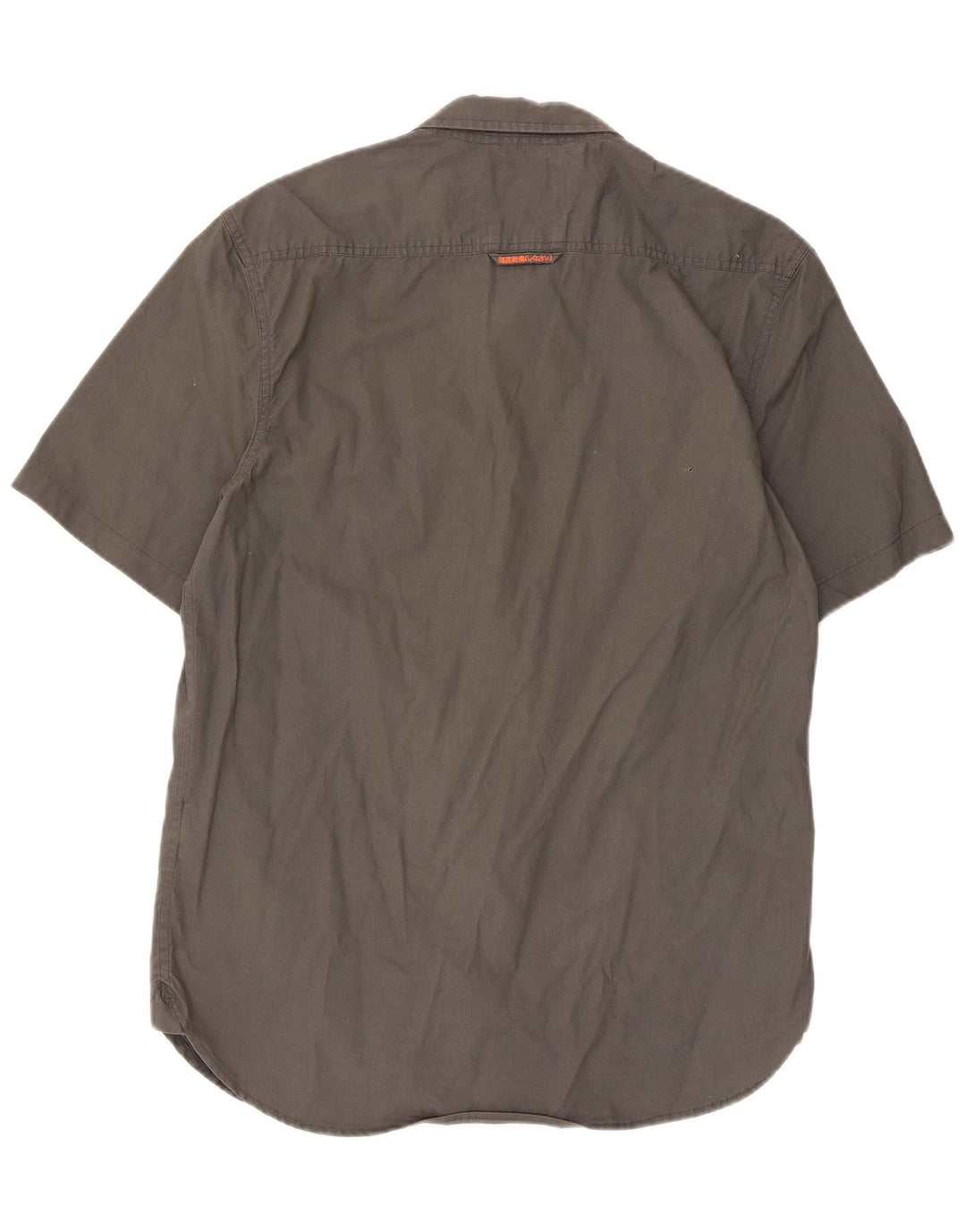 Superdry Camisa militar de manga corta para hombre de algodón gris grande