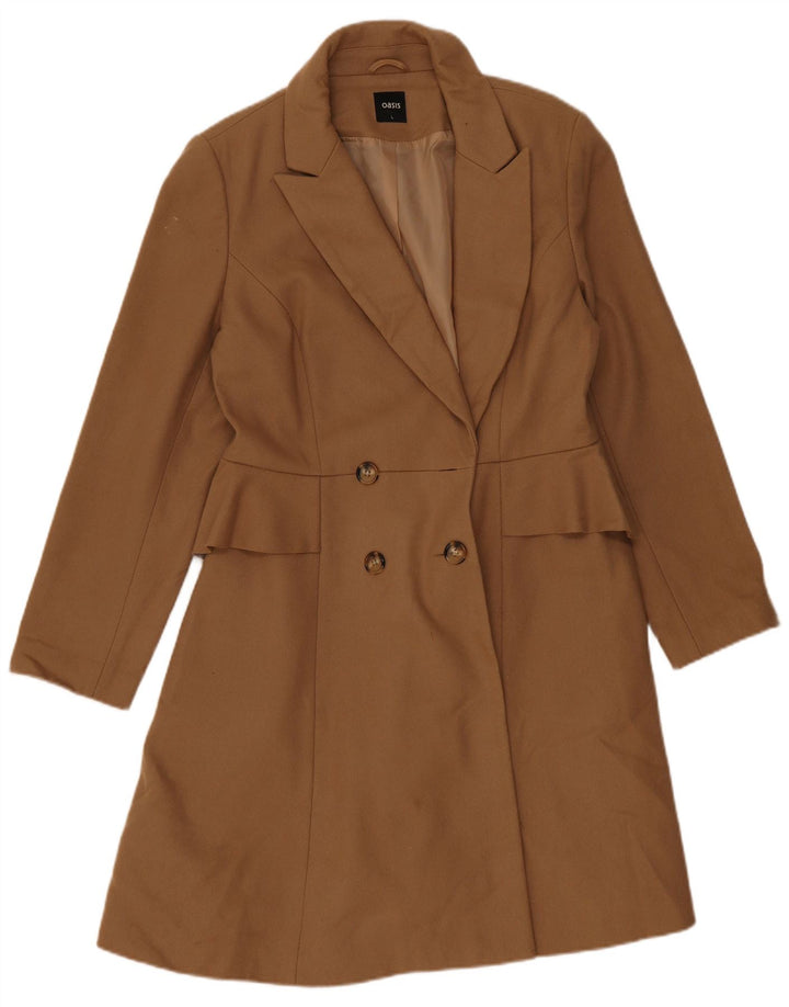 Abrigo de doble botonadura para mujer Oasis UK 46 Lana beige grande
