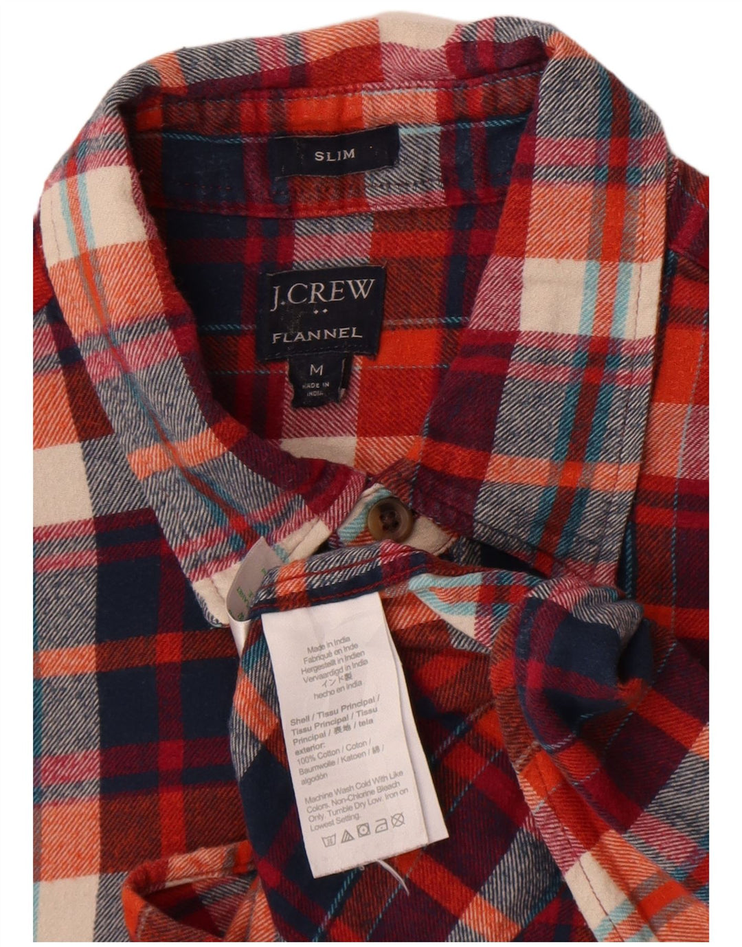 J. Crew Camisa de franela delgada para hombre Algodón a cuadros rojos medianos