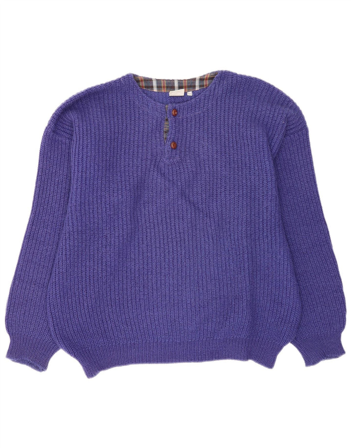 Piu Verona - Jersey extragrande con cuello redondo para hombre, IT 50, color morado mediano