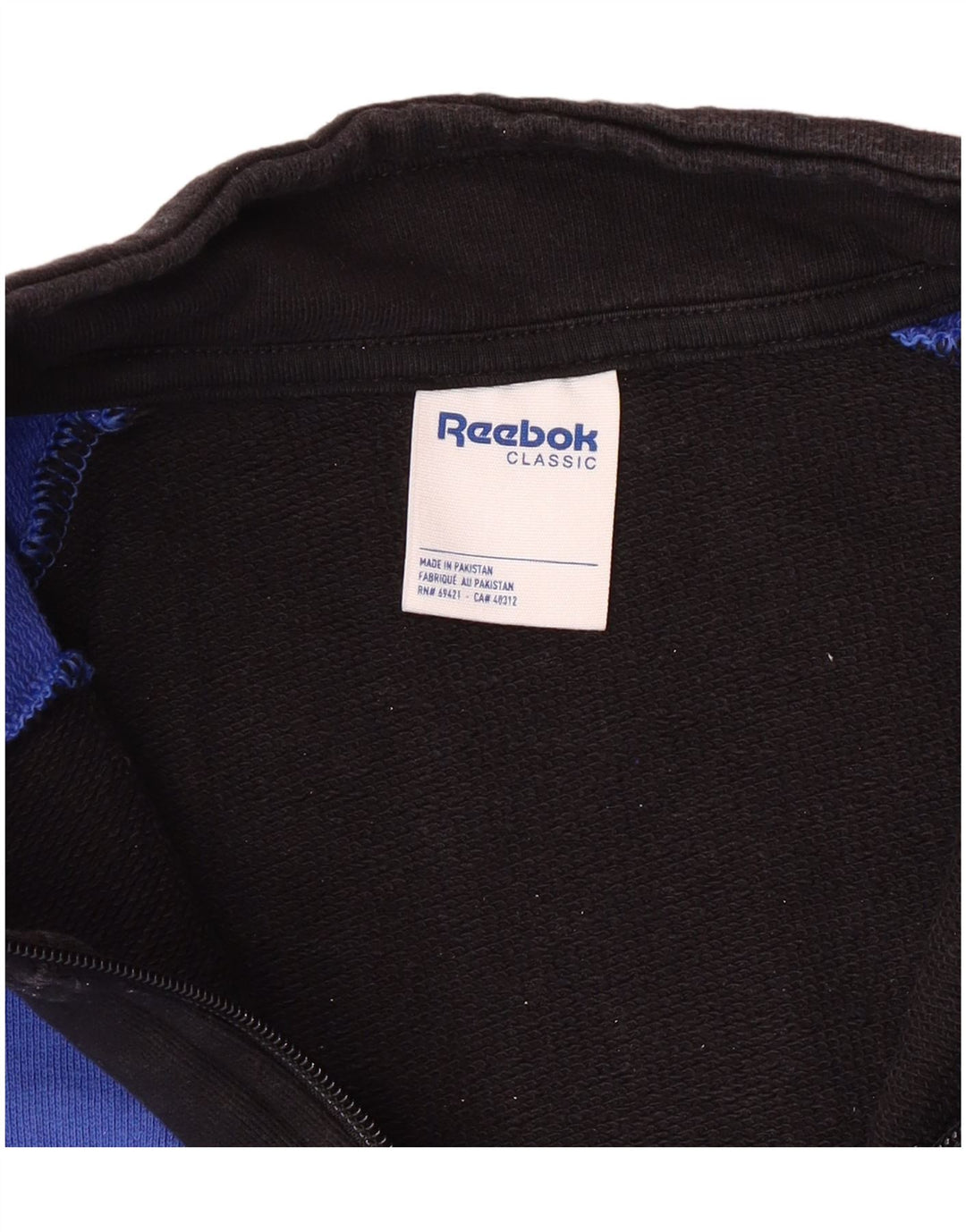 Reebok Hombre Graphic 1/4 Zip Sudadera Jumper Algodón Azul Medio