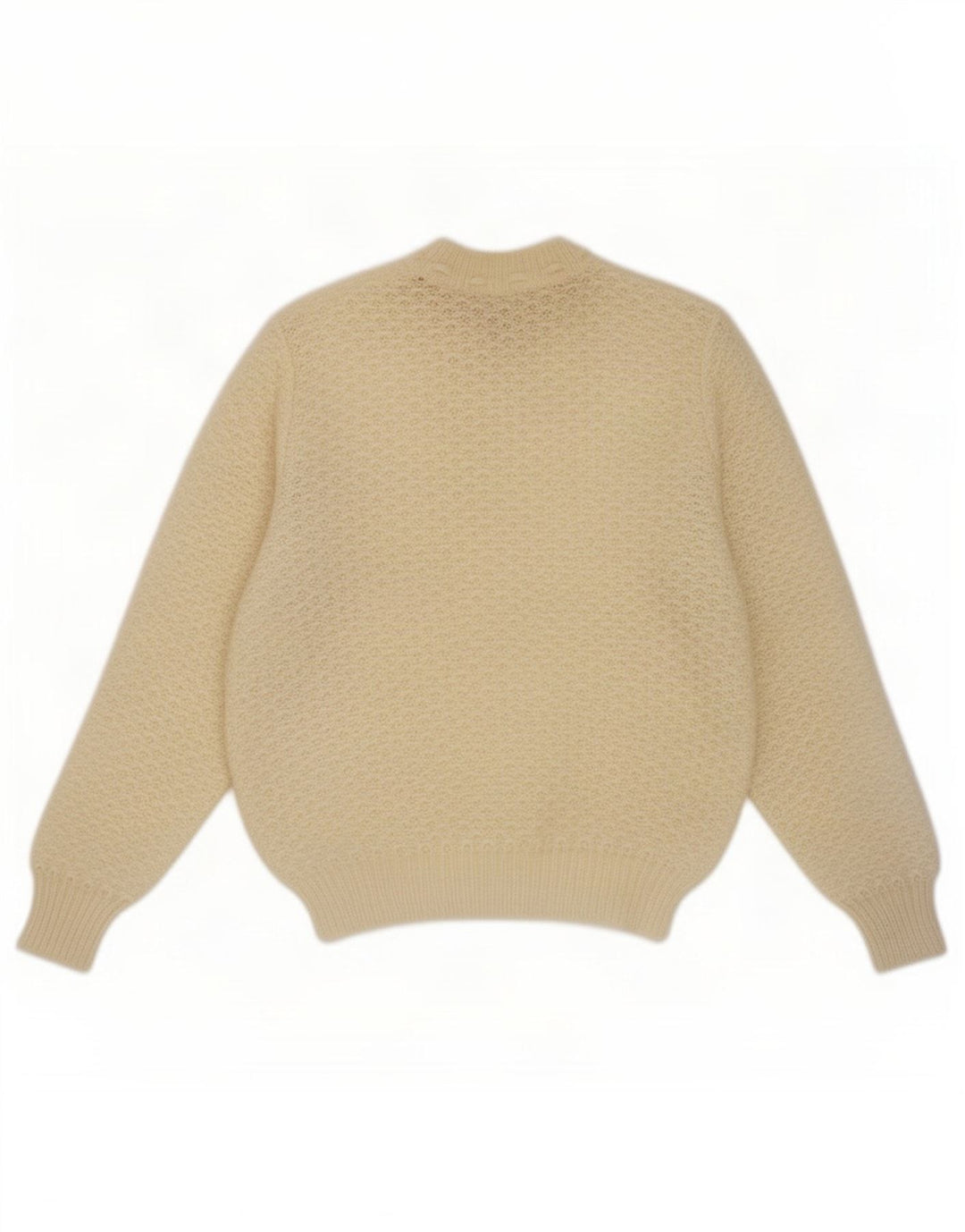 Vintage mujer cuello redondo jersey suéter Reino Unido 14 medio beige