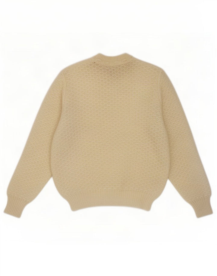 Vintage mujer cuello redondo jersey suéter Reino Unido 14 medio beige