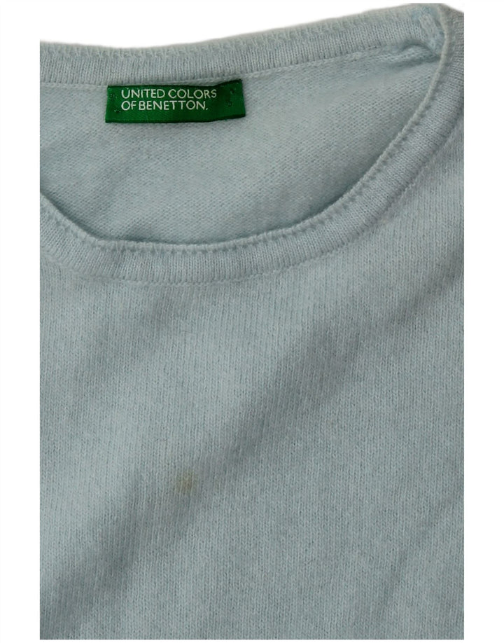 BENETTON Suéter tipo jersey con cuello redondo para mujer UK 40 Medium Turquesa
