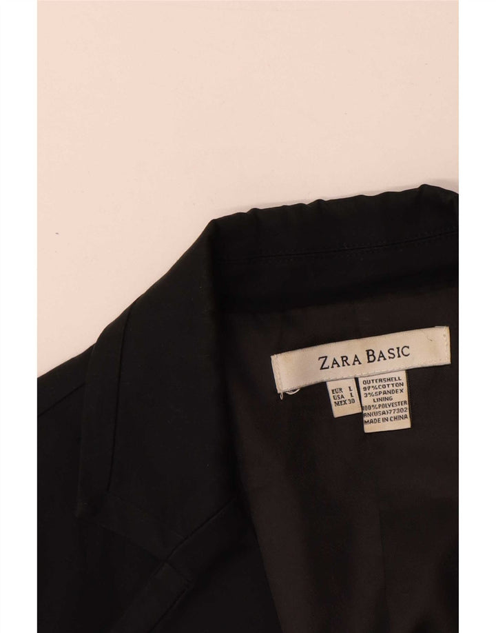 Zara Chaqueta Blazer De 2 Botones para Mujer UK 44 Grande Algodón Negro