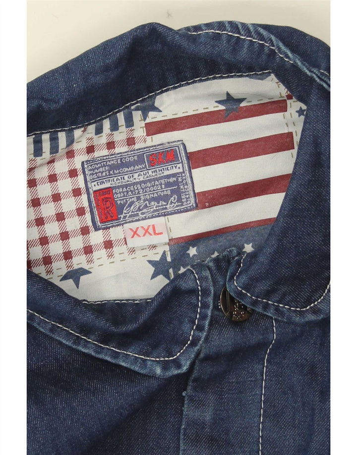Vintage hombres chaqueta de mezclilla Reino Unido 44 2XL azul