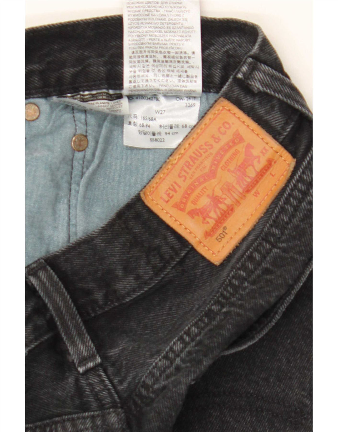 Levi's Mujer 501 Shorts De Mezclilla W27 Pequeño Algodón Negro