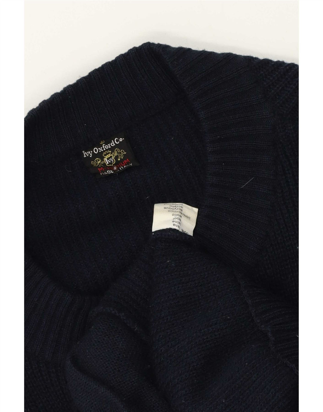 Ivy Oxford - Cárdigan para hombre de lana azul marino medio