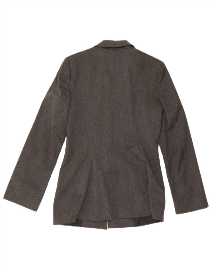 Zara Mujer Chaqueta Blazer De 1 Botón UK 10 Small Gris Poliéster