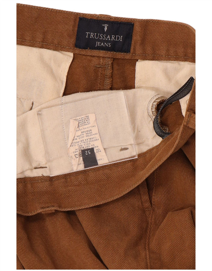 TRUSSARDI Pantalón chino recto para hombre IT 52 XL W34 L31 Algodón marrón